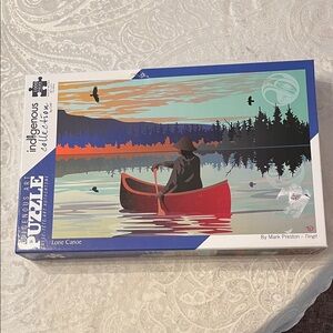 Indigenous Collection Puzzle - Red Canoe Landscape EUC 1000 Piece